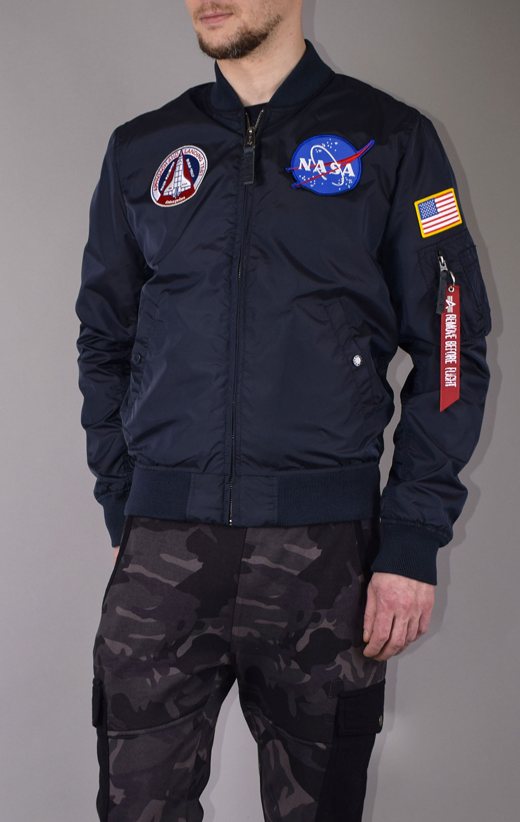 Ветровка-бомбер ALPHA INDUSTRIES TT NASA REVERSIBLE II MA-1 rep. blue 