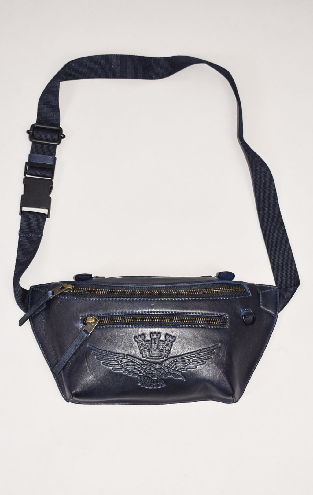 Сумка поясная AERONAUTICA MILITARE LEATHER BUM BAG SS 22/IN blue (BO 1074) 