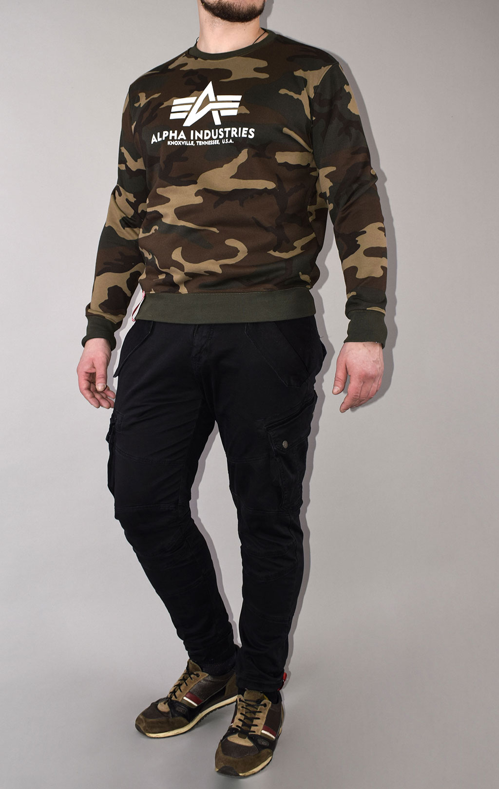 Свитшот ALPHA INDUSTRIES BASIC SWEATER camo woodland 65 