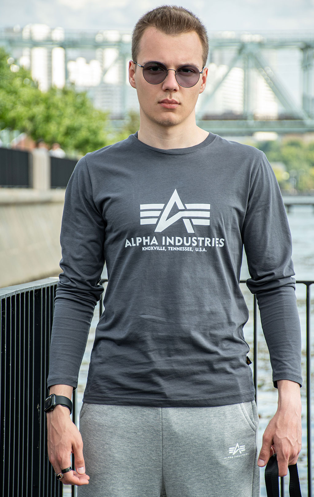Лонгслив ALPHA INDUSTRIES BASIC LS vintage grey 