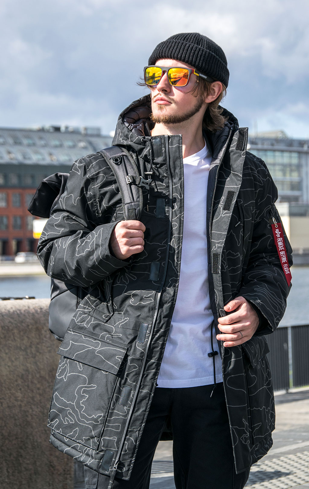 Аляска ALPHA INDUSTRIES PRIMALOFT PARKA N-3B reflective black camo 