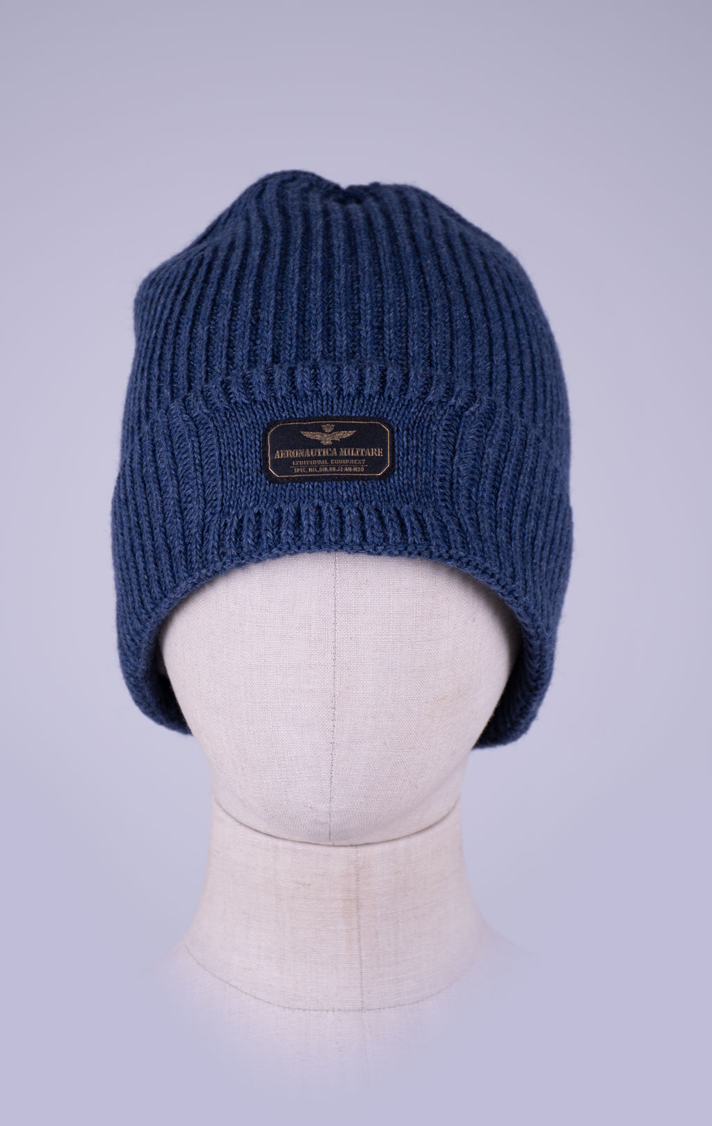 Шапка вязаная AERONAUTICA MILITARE FW 26/27/IT blue jeans melange (CU 0096) 
