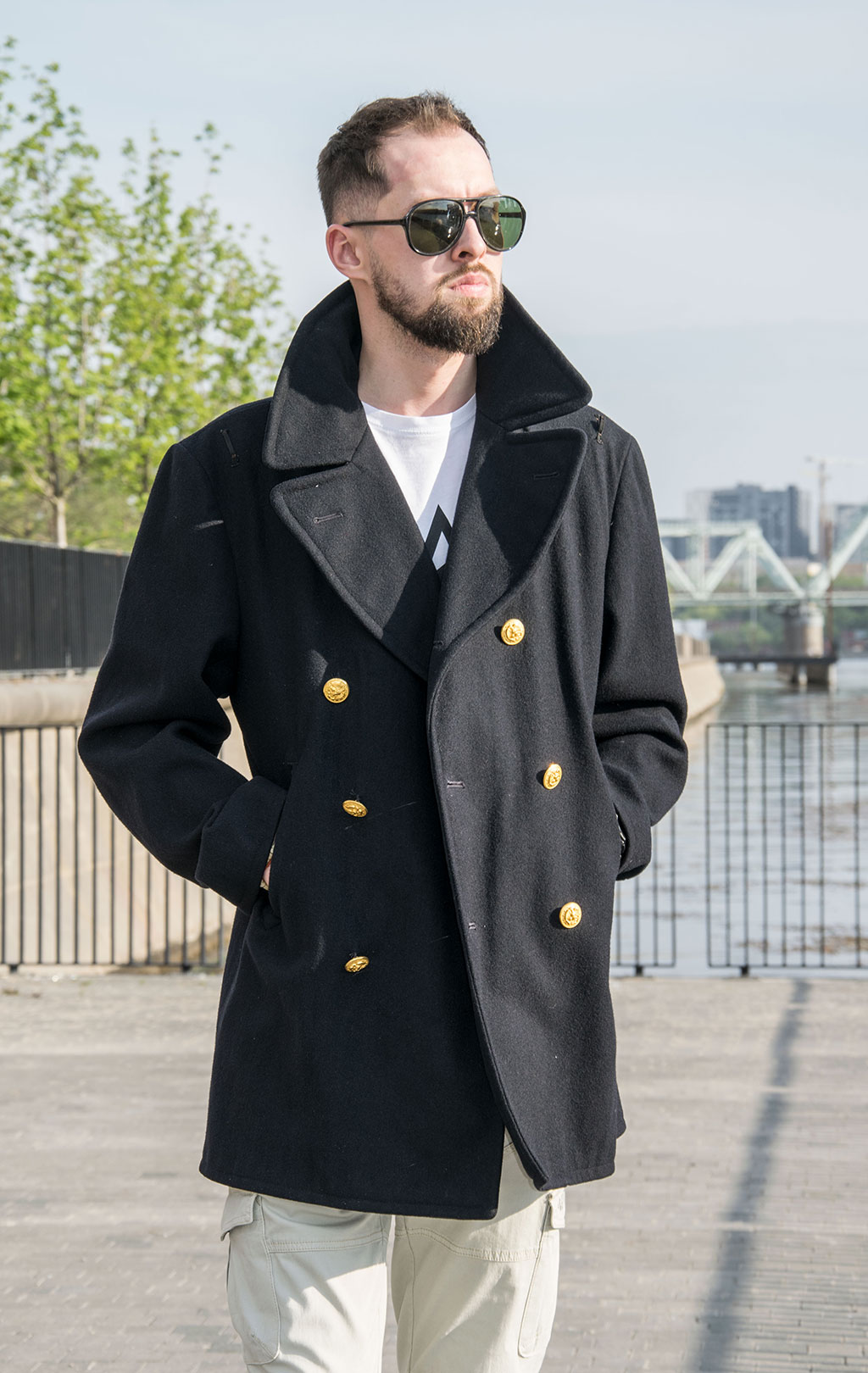 Бушлат морской армейский OVERCOAT PEACOAT шерсть100% black б/у США