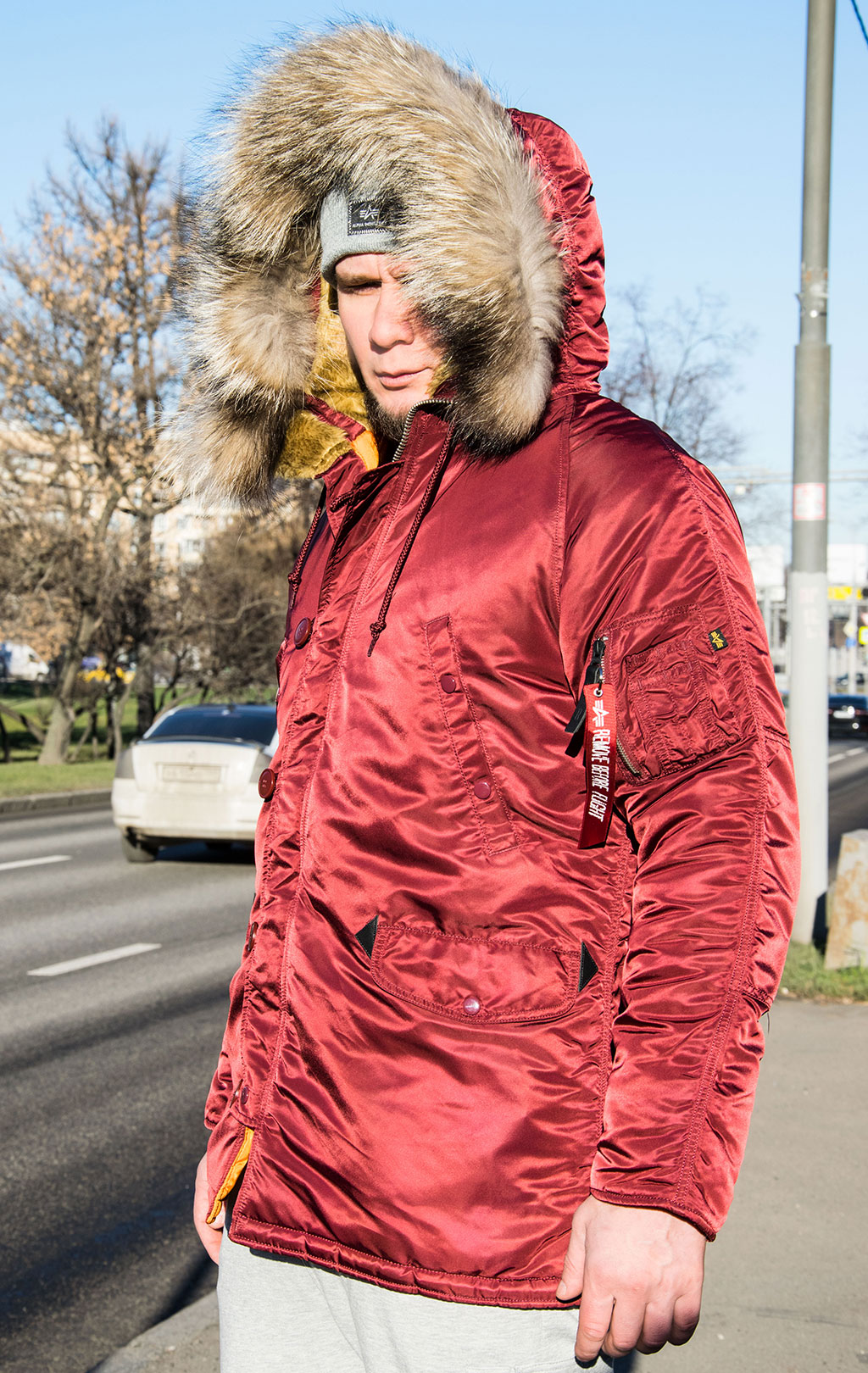 Аляска ALPHA INDUSTRIES VF 59 N-3B натур. мех burgundy 