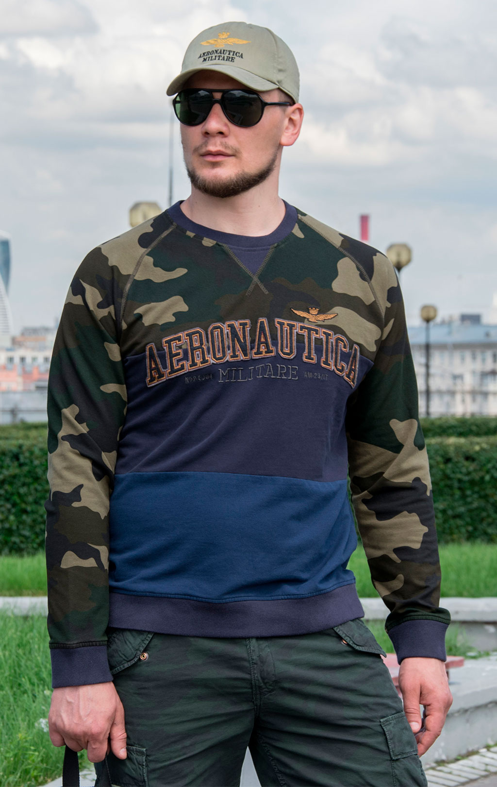 Свитшот AERONAUTICA MILITARE FW 19/20 camouflage/blue (FE 1444) 