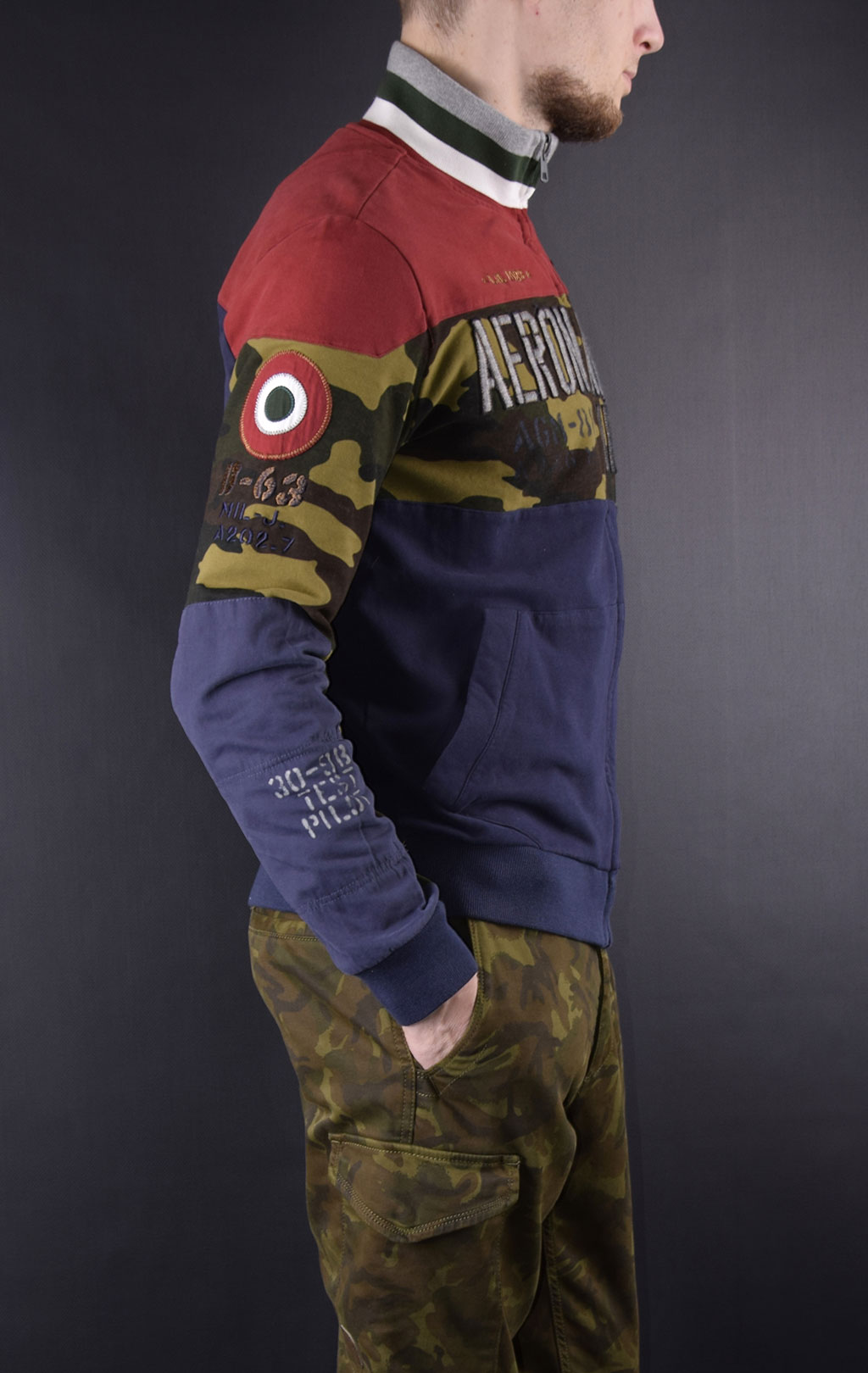 Толстовка AERONAUTICA MILITARE camo/navy/rosso (FE 1323) 