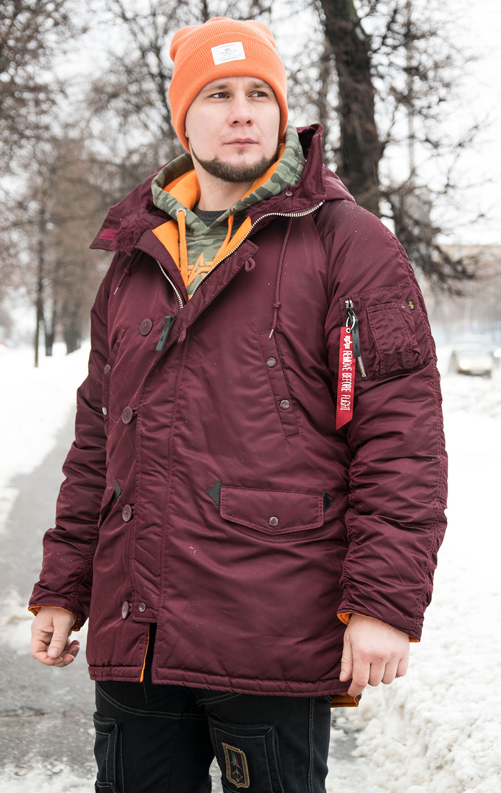 Аляска ALPHA INDUSTRIES SLIM FIT GEN-I N-3B maroon/orange 