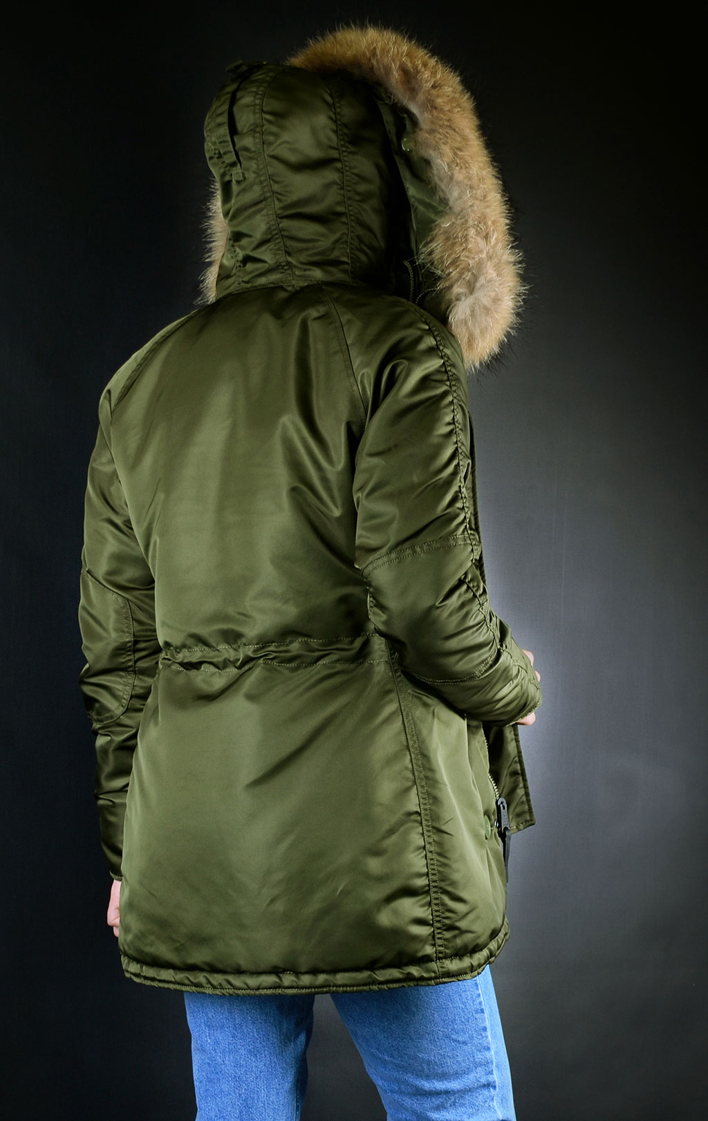 Женская аляска ALPHA INDUSTRIES VF 59 N-3B натур. мех dark green 