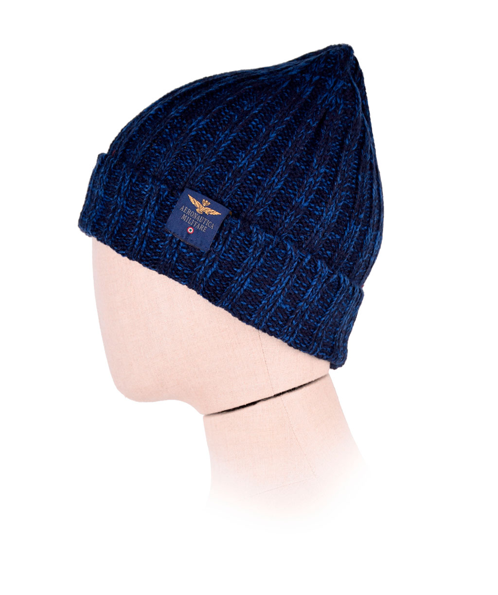 Шапка вязаная AERONAUTICA MILITARE blue mouline (HA 990)