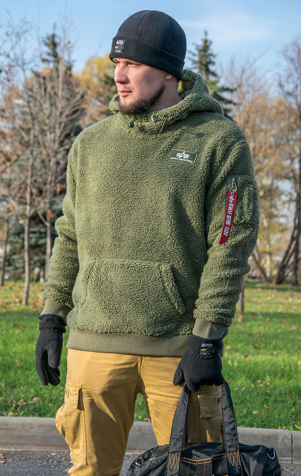 Толстовка ALPHA INDUSTRIES TEDDY HOODY sage green 