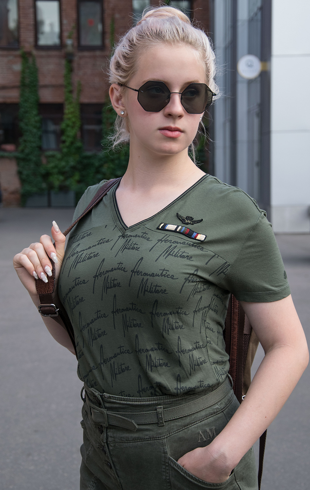 Женская футболка AERONAUTICA MILITARE FW 20/21/PT verde militare (TS 1795) 