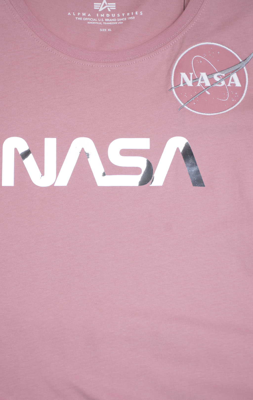 Женская футболка ALPHA INDUSTRIES NASA PM T silver pink/chrome 