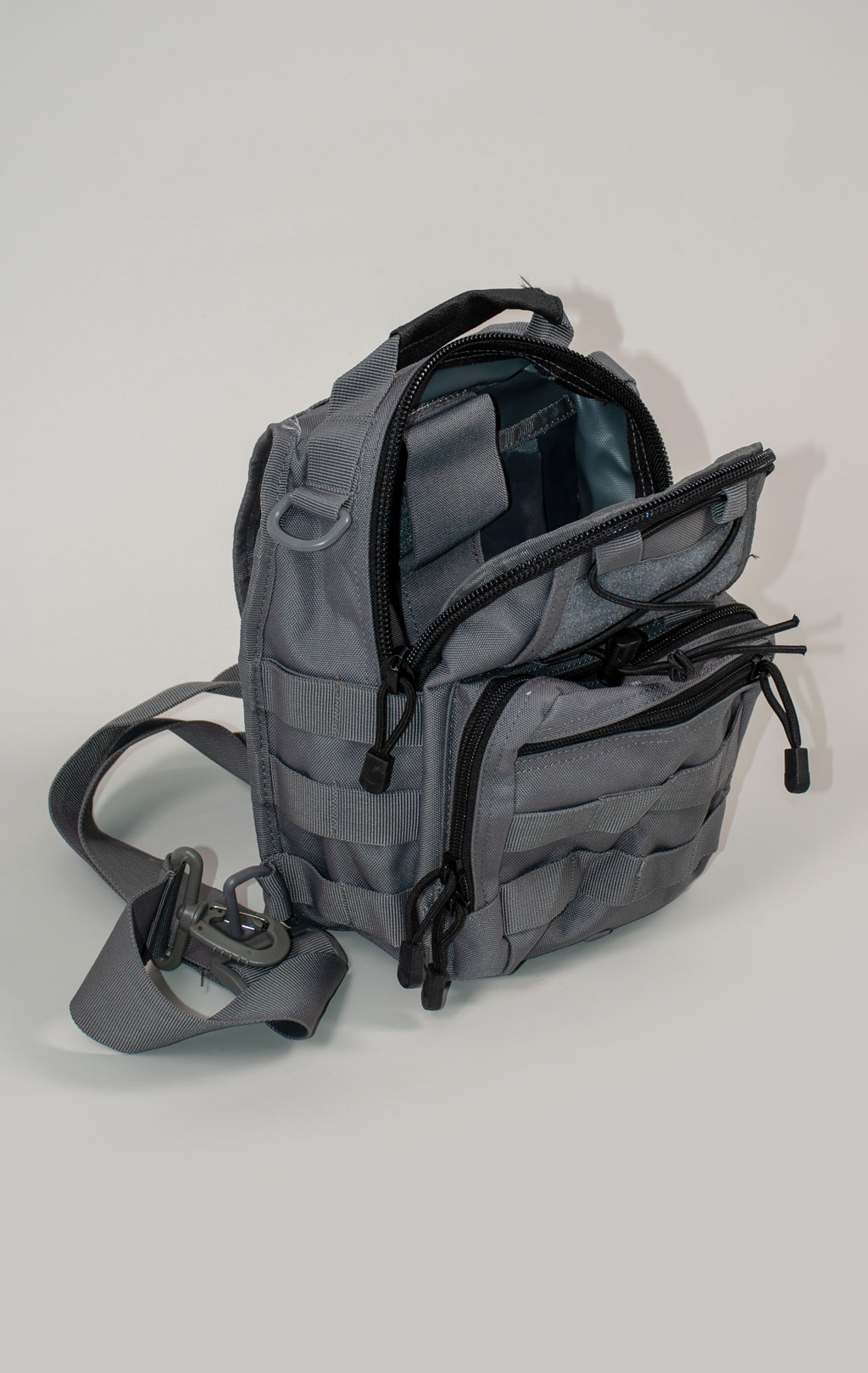 Рюкзак однолямочный Hausheng SLING MOLLE карабин grey PK-098-3 