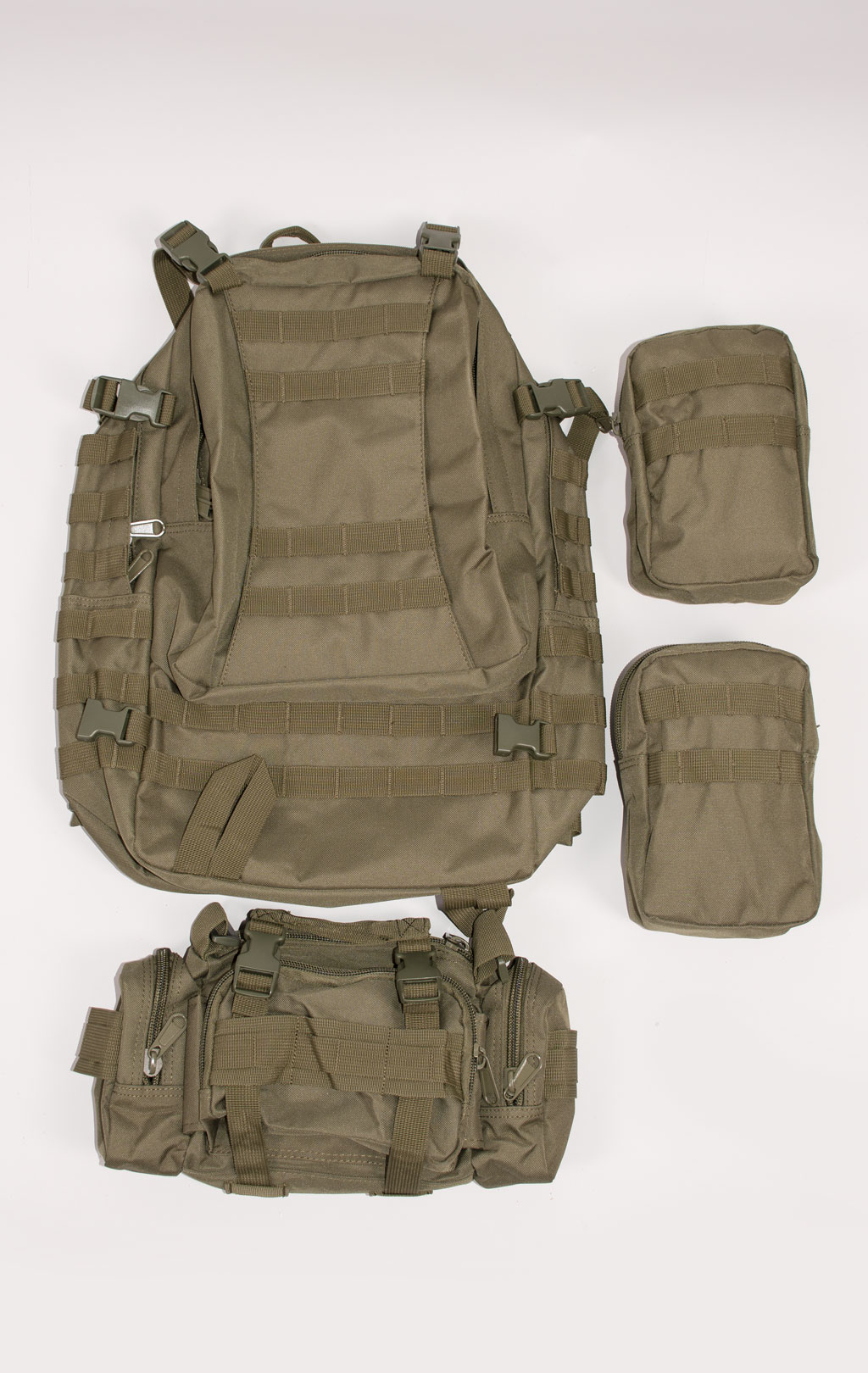 Рюкзак тактический ASSAULT 60L с поясной сумкой + 2 подсумка olive BS-016 Китай