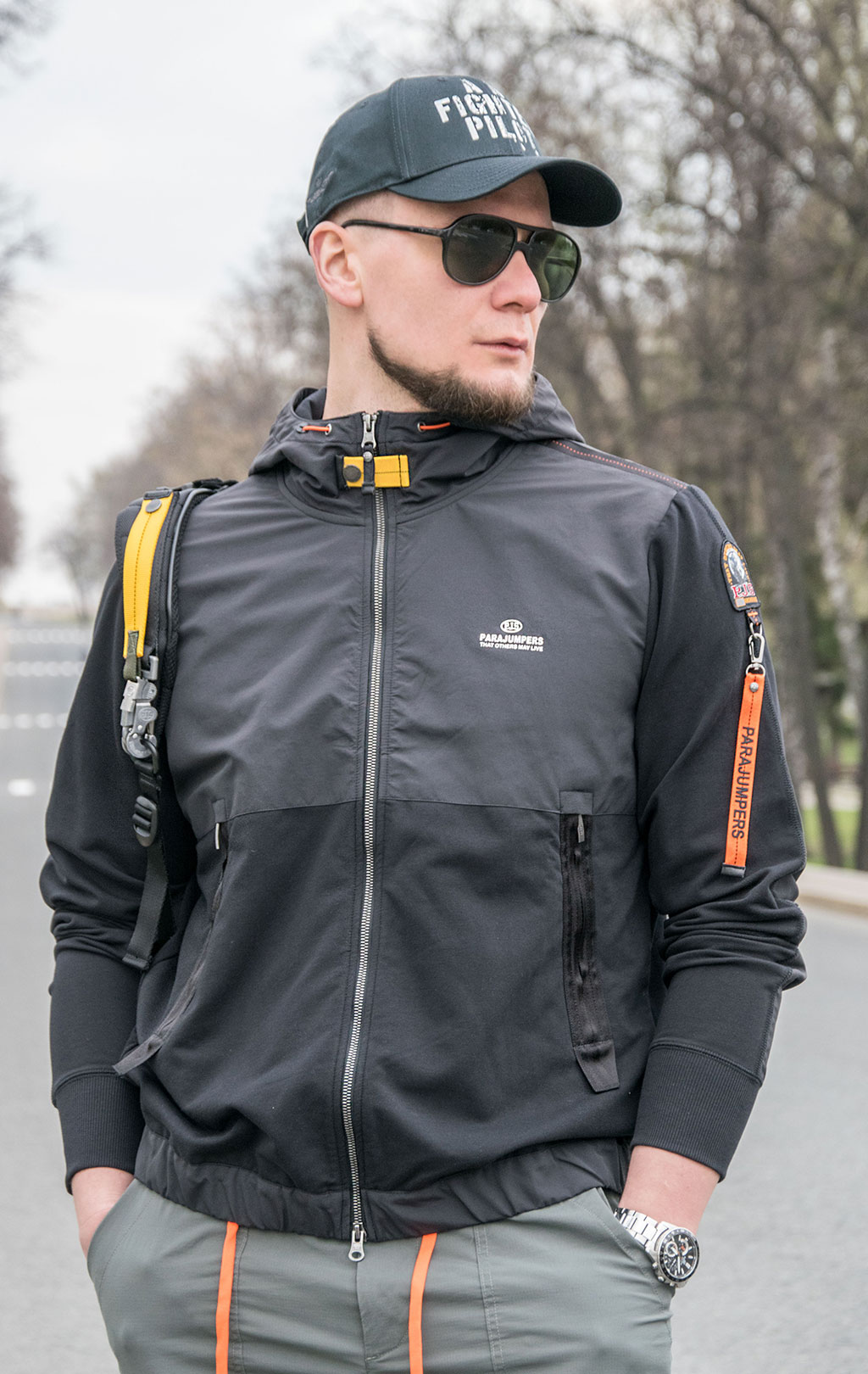 Толстовка с капюшоном PARAJUMPERS TRIDENT на молнии SS 23 black 