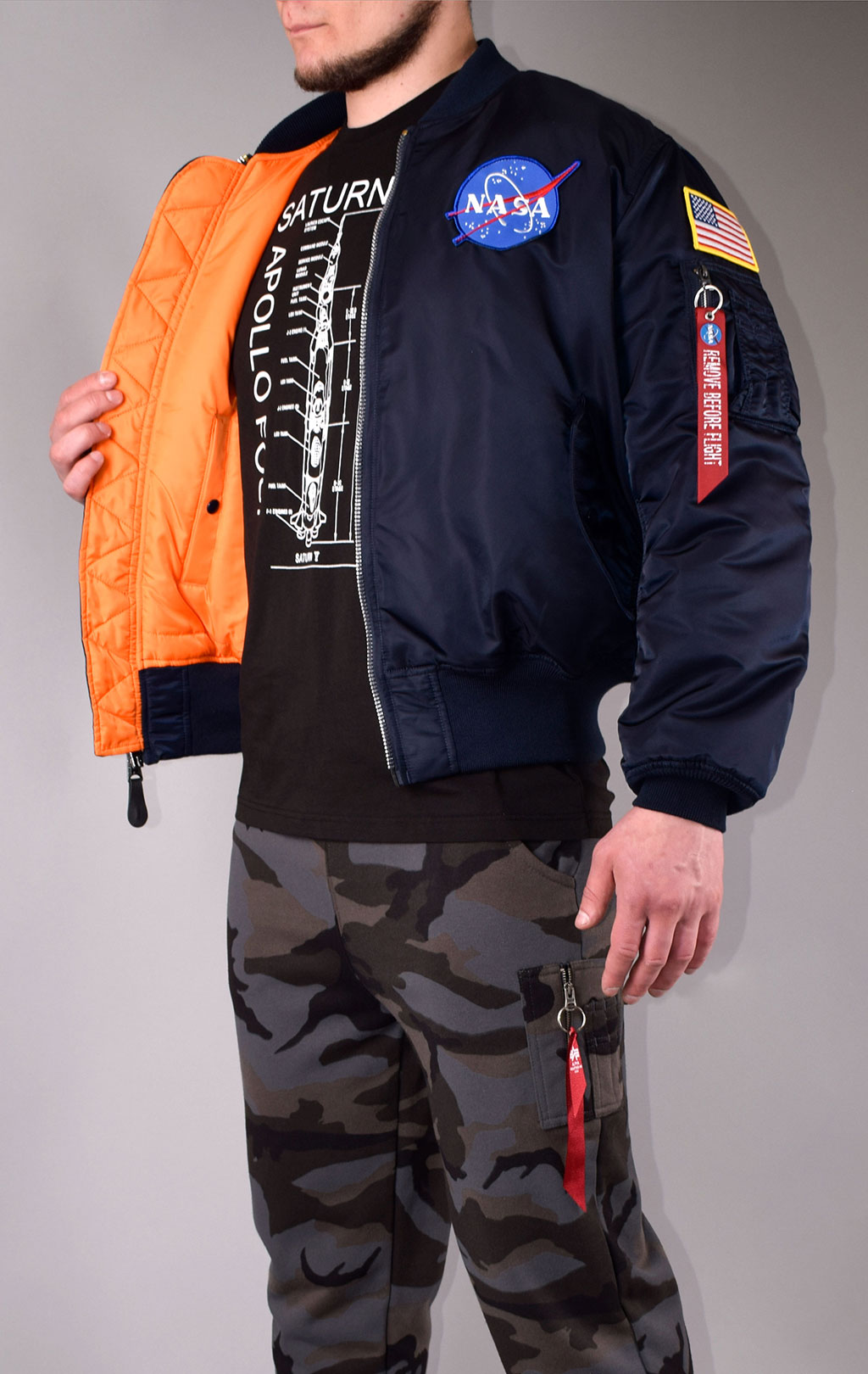 Бомбер ALPHA INDUSTRIES NASA MA-1 original fit rep. blue 