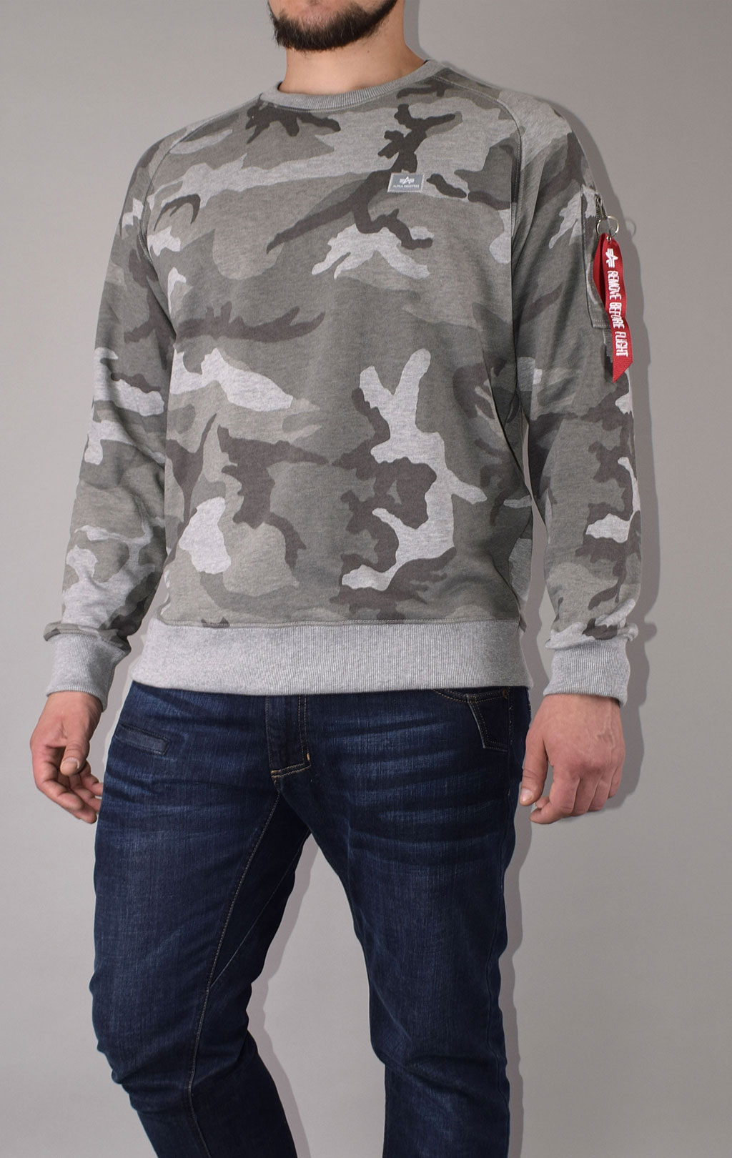 Свитшот ALPHA INDUSTRIES X-FIT SWEAT grey camo 