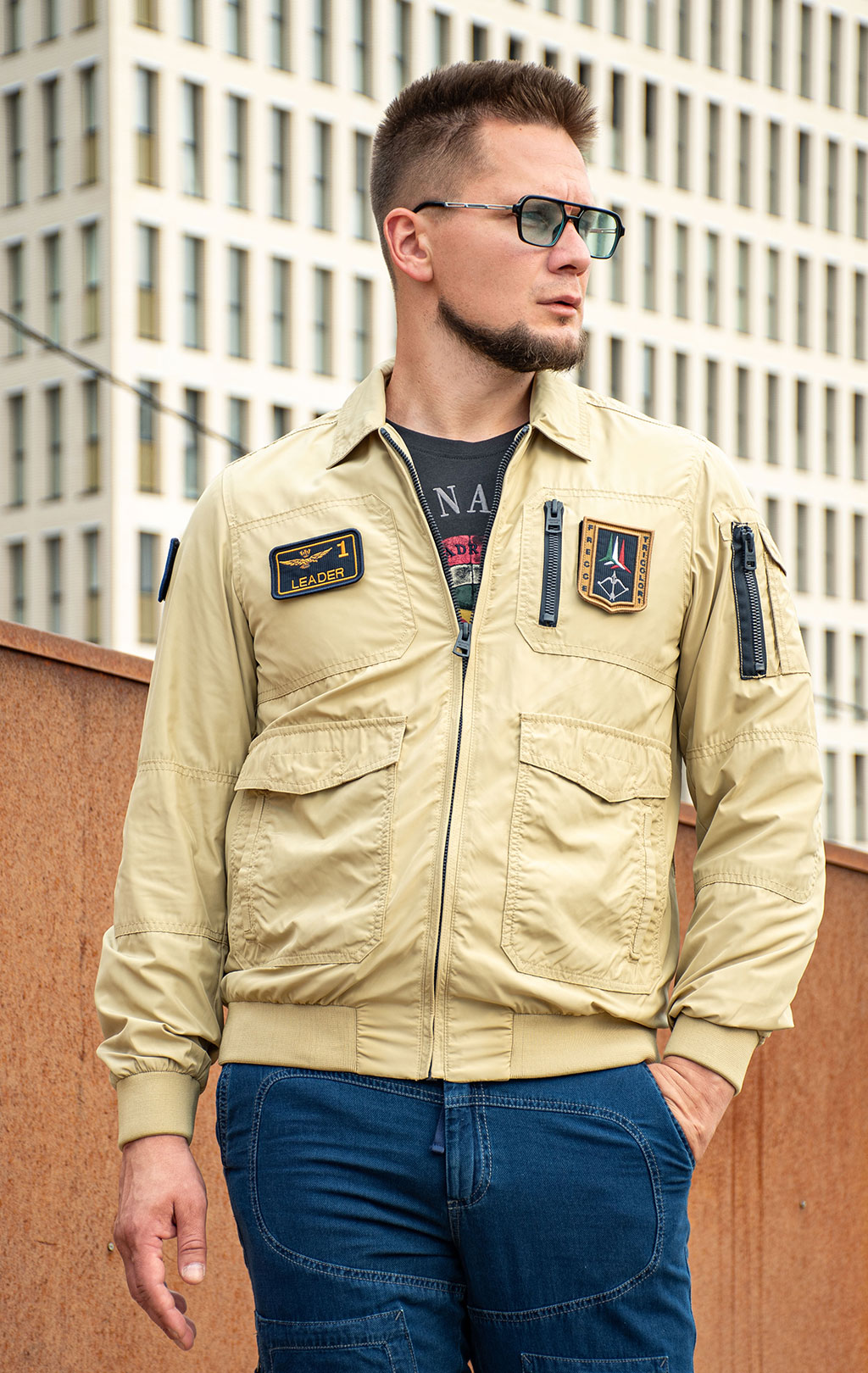 Ветровка-бомбер AERONAUTICA MILITARE SS 25 m/BD antelope beige (AB 2071) 
