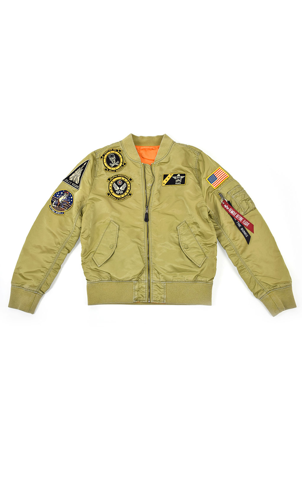 Ветровка-бомбер ALPHA INDUSTRIES FEAR THE BONES BATTLEWASH L-2B neon yellow 