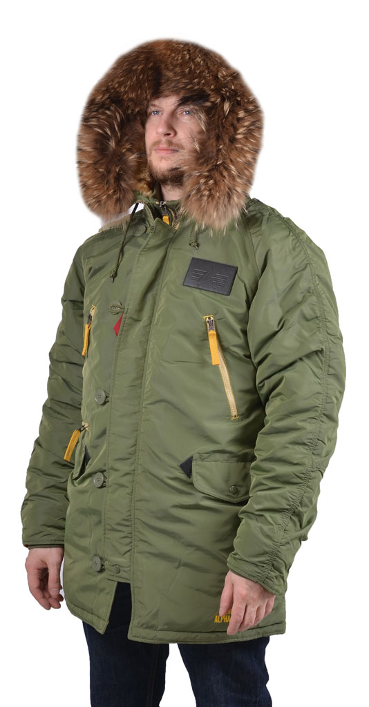 Аляска ALPHA INDUSTRIES INCLEMENT N-3B натур. мех green sage 