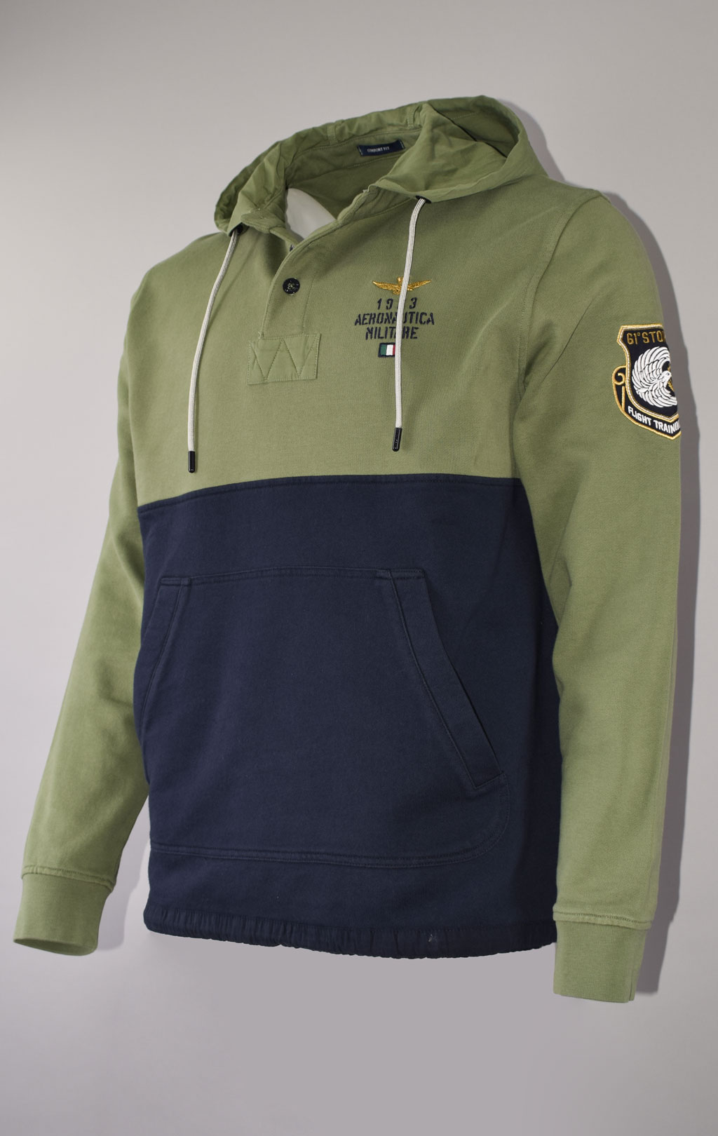 Толстовка с капюшоном AERONAUTICA MILITARE SS 23/TR verde militare (FE 1750) 