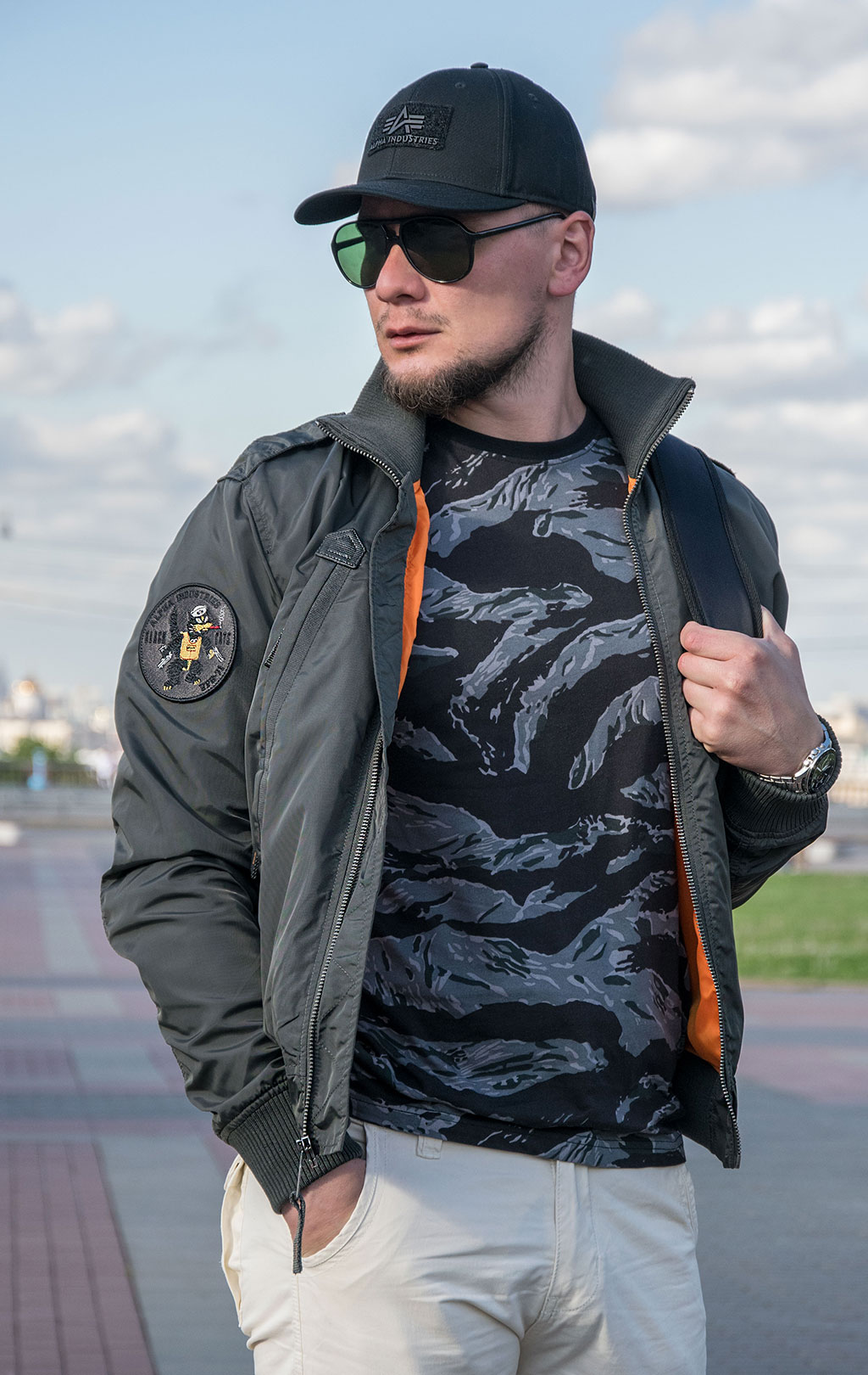 Ветровка-бомбер ALPHA INDUSTRIES AVIATOR TT greyblack 