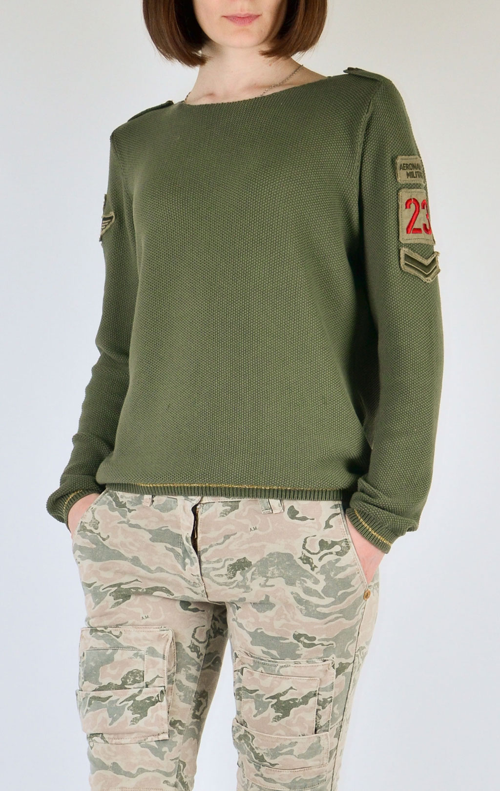 Женский свитер лёгкий AERONAUTICA MILITARE verde militare (MA 1125) 