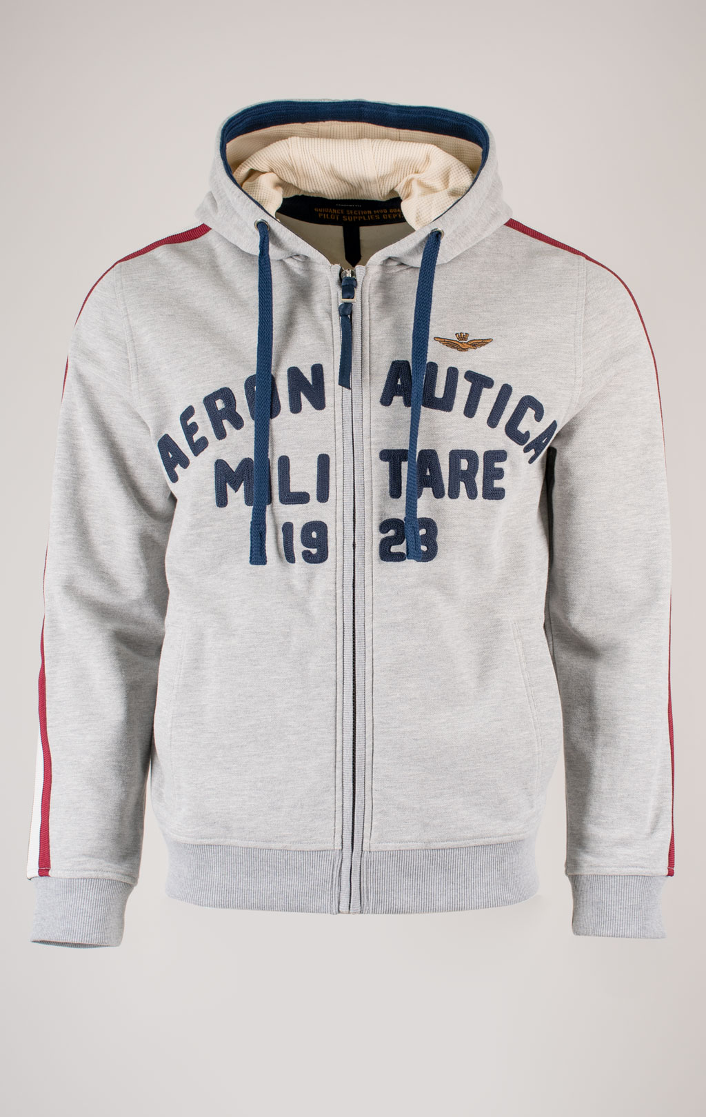 Толстовка с капюшоном AERONAUTICA MILITARE FW 25/26/TR grigio melange (FE 2070) 