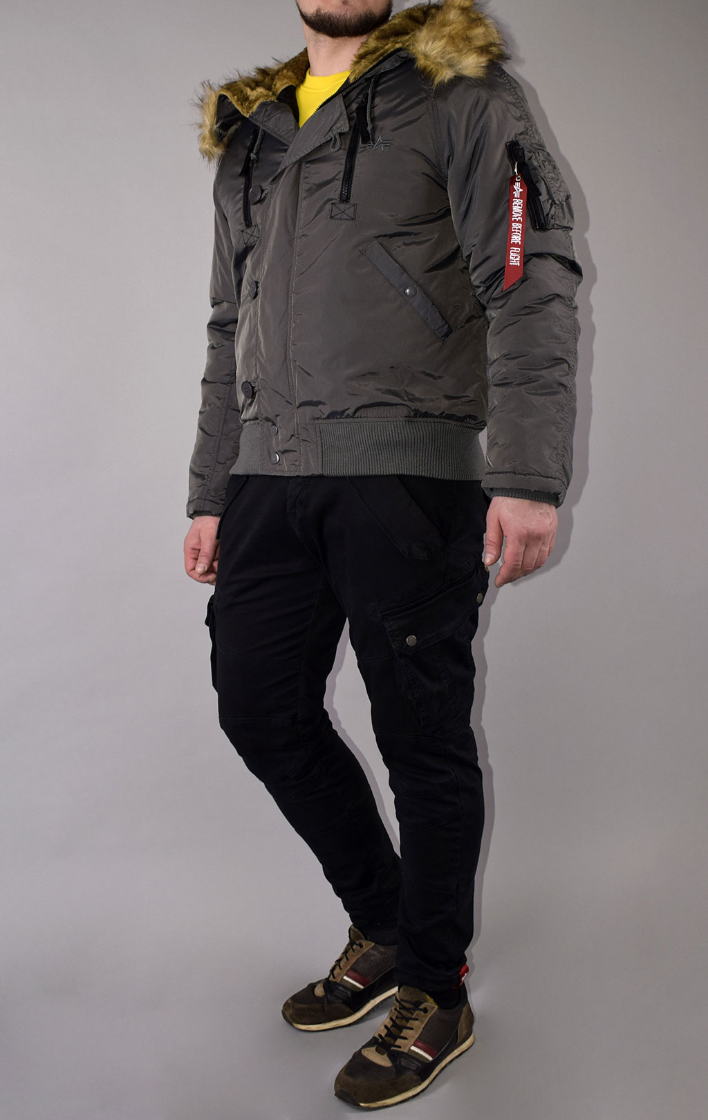 Аляска короткая ALPHA INDUSTRIES PPS N-2B grey black 