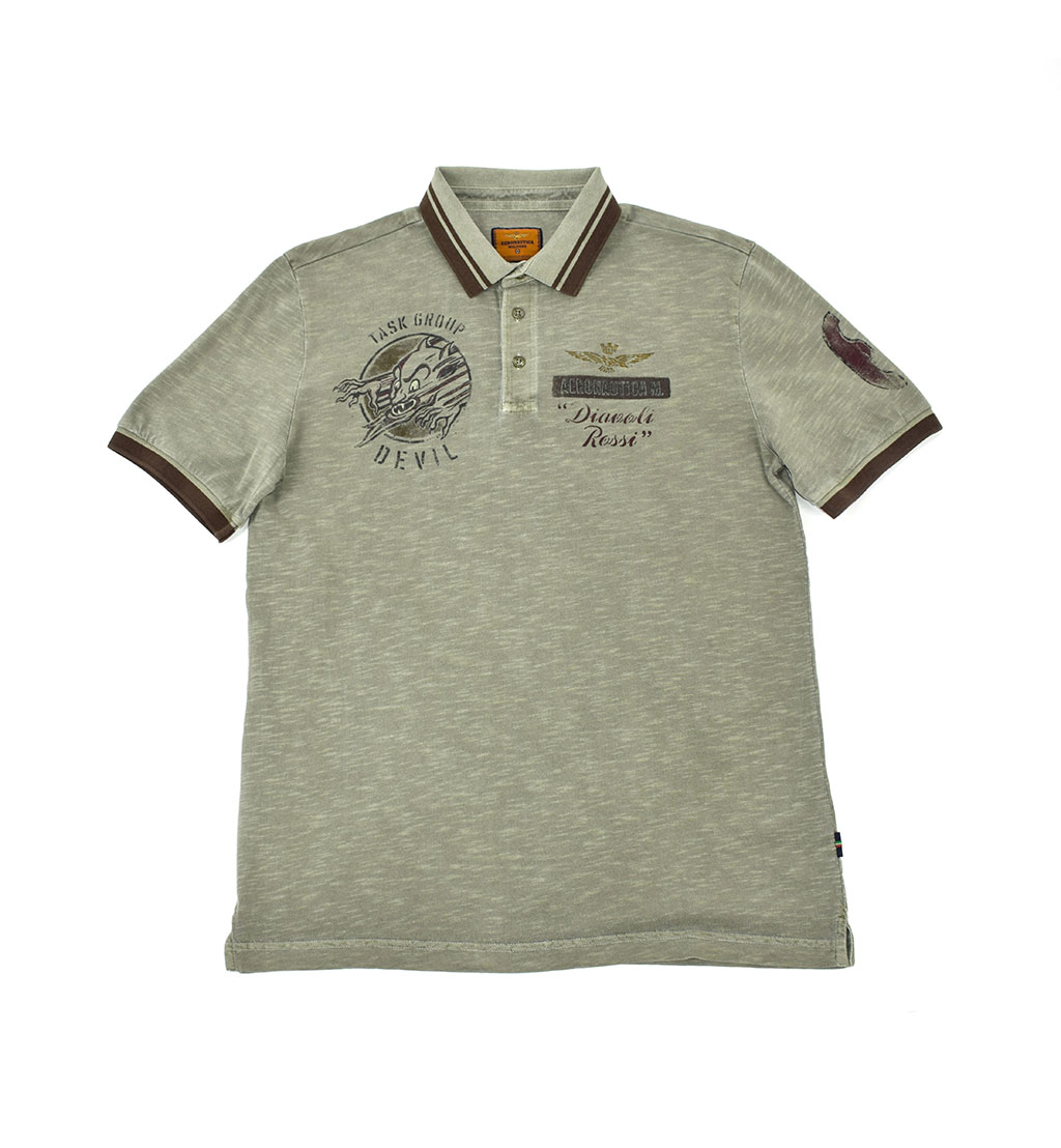 Футболка-поло AERONAUTICA MILITARE SS 20/TR verde militare (PO 1331) 