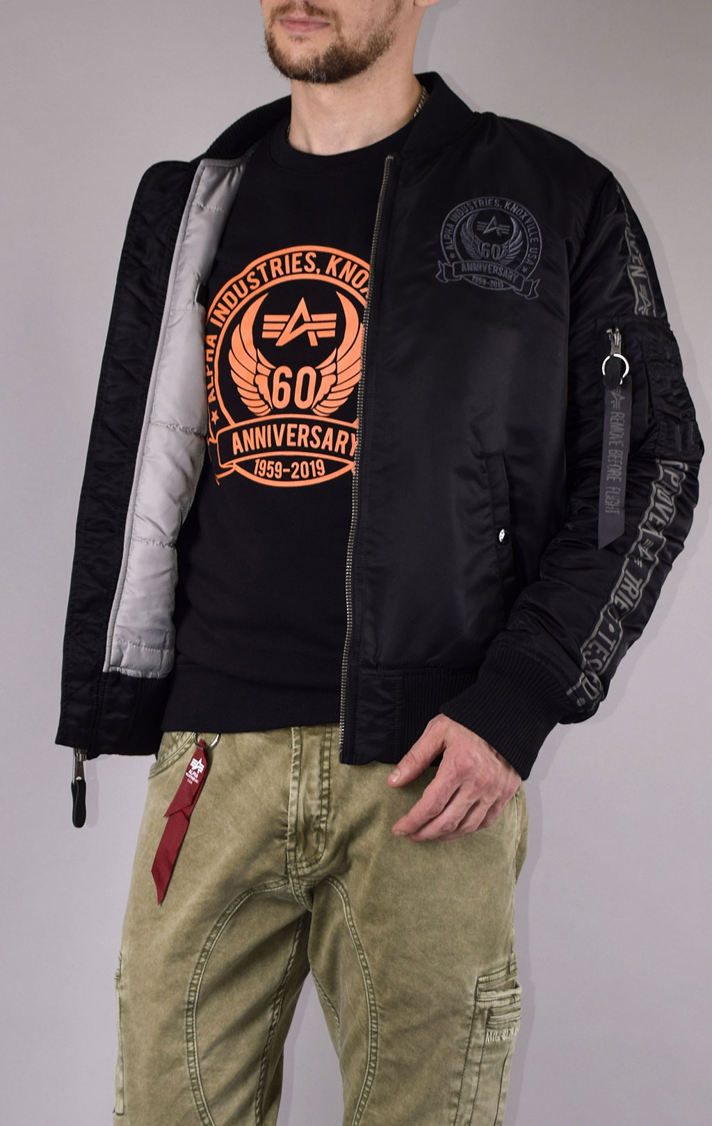 Бомбер ALPHA INDUSTRIES 60TH ANNIVERSARY MA-1 black 