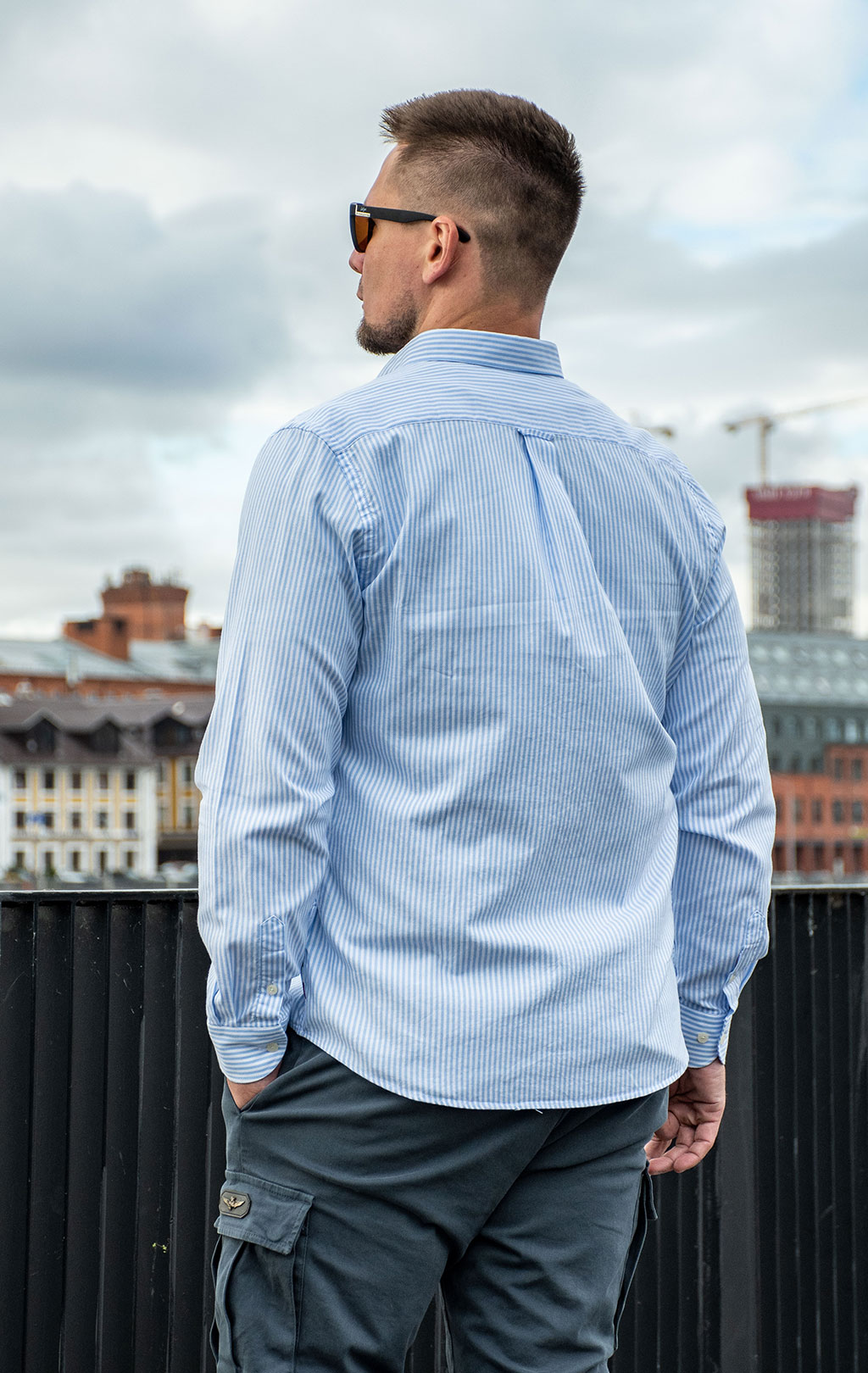 Рубашка AERONAUTICA MILITARE FW 26/27/AL stripes white/light blue (CA 1320) 