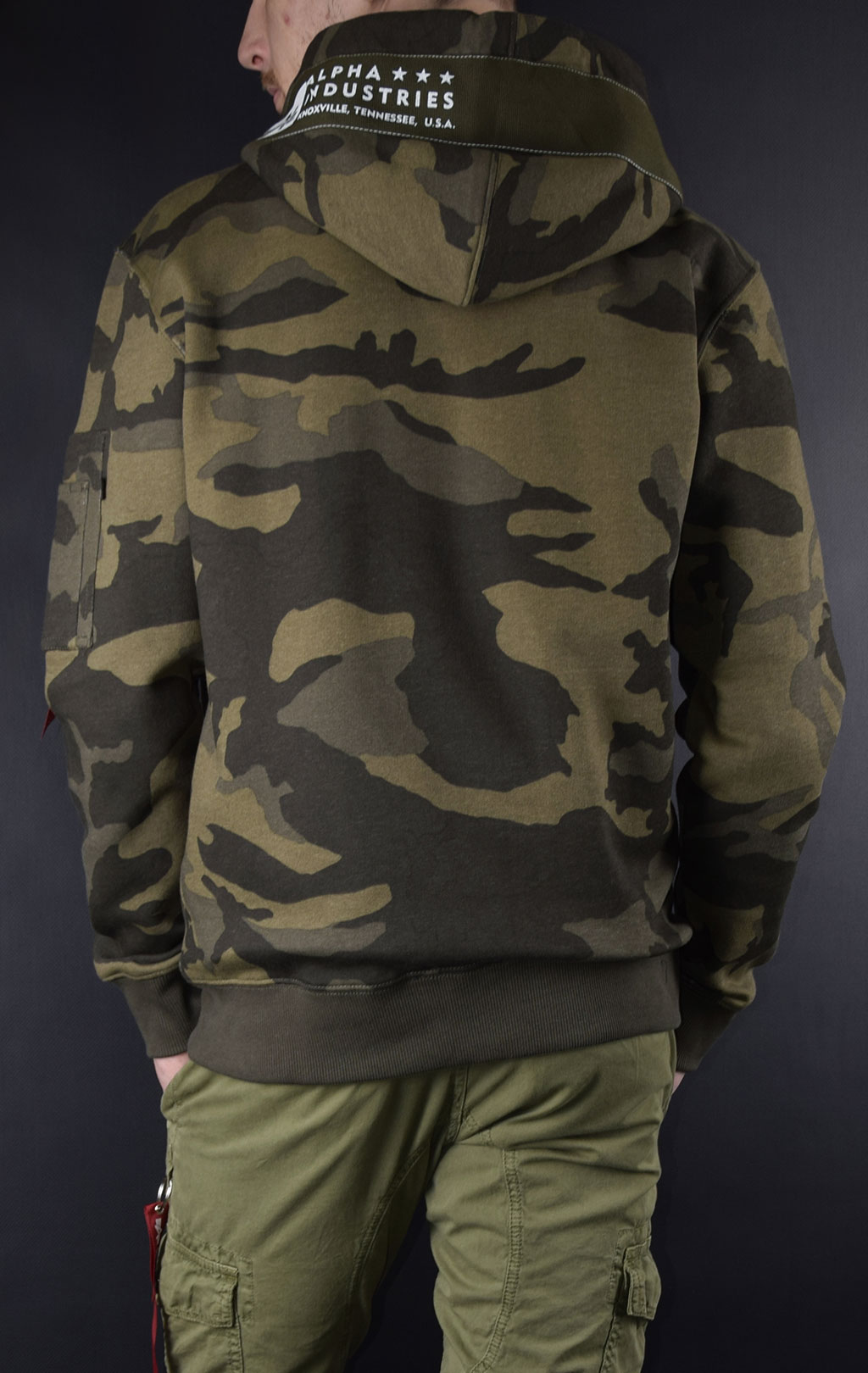 Толстовка ALPHA INDUSTRIES PRINTED TAPE HOODY olive camo 