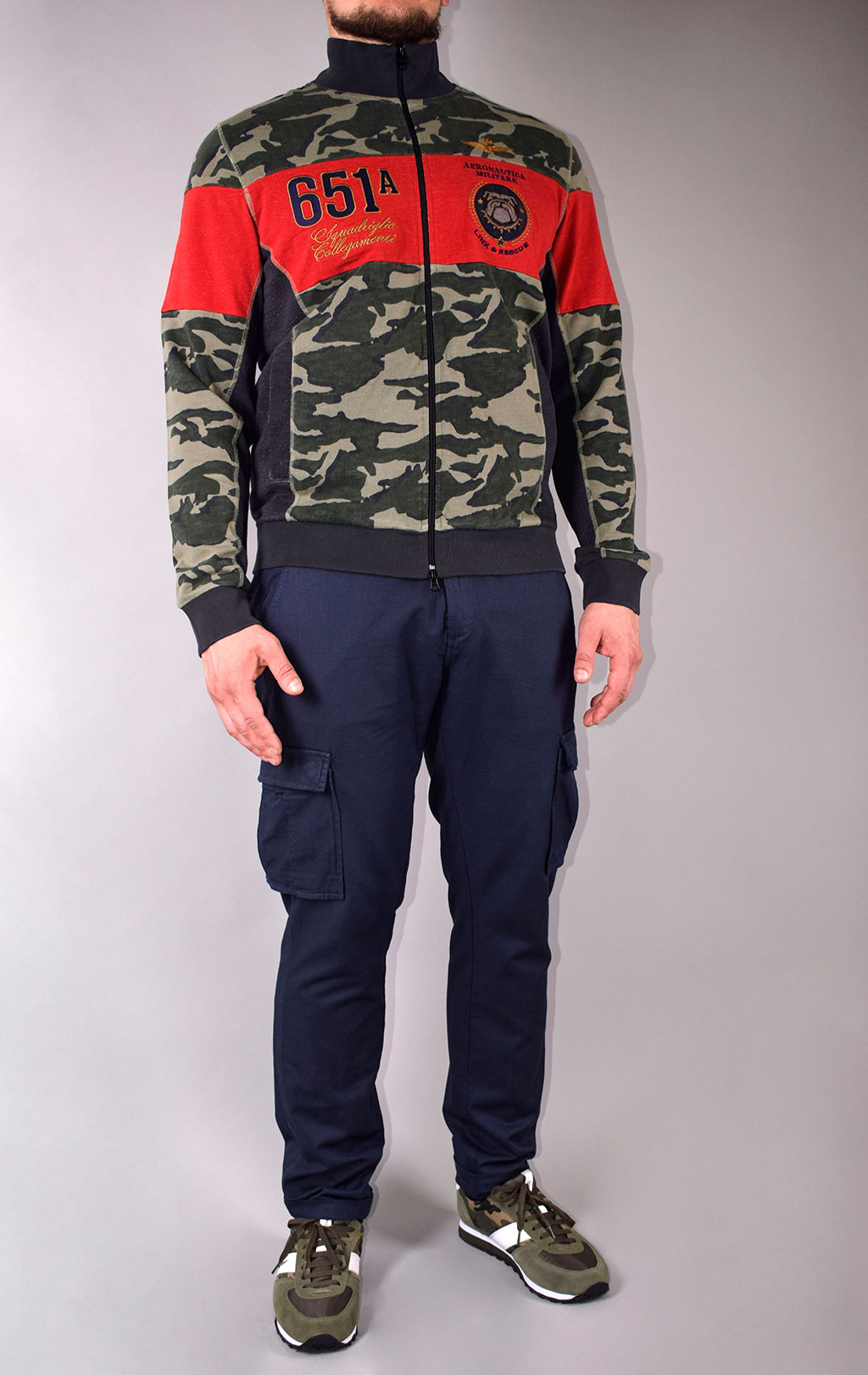 Толстовка AERONAUTICA MILITARE SS 20/IN camouflage/rosso/blue navy (FE 1489) 