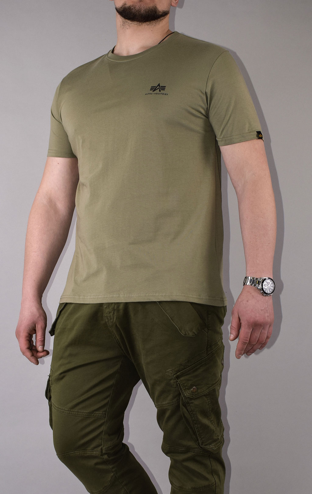 Футболка ALPHA INDUSTRIES BASIC T SMALL LOGO olive 