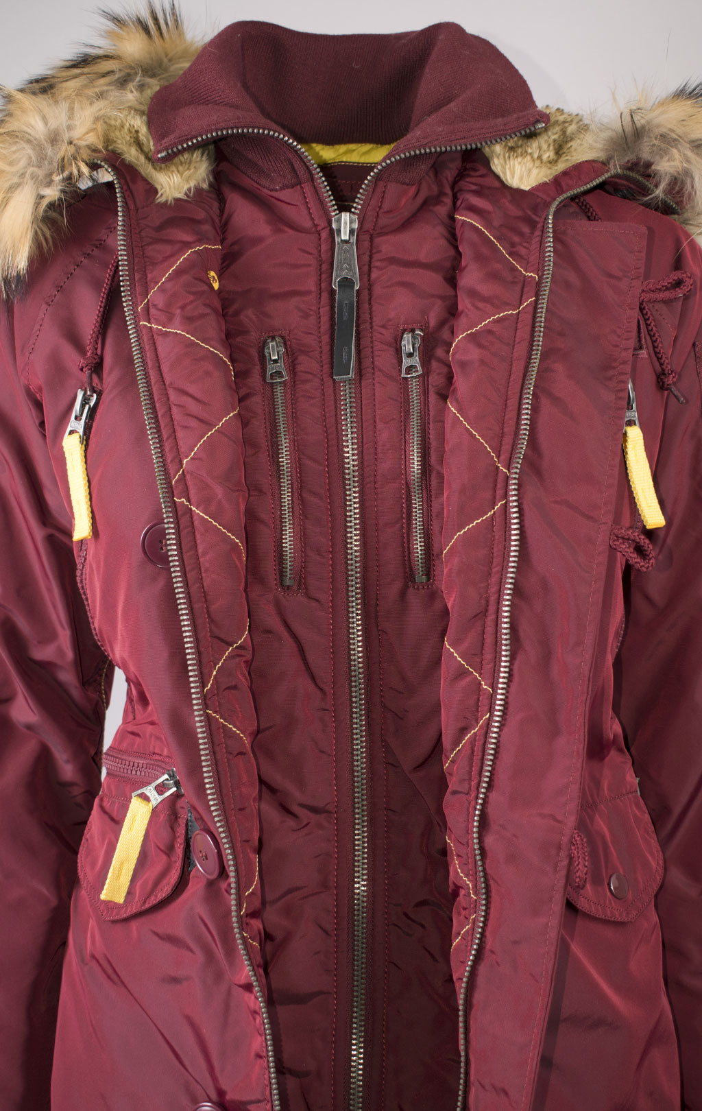 Женская аляска ALPHA INDUSTRIES PPS N-3B натур. мех burgundy 