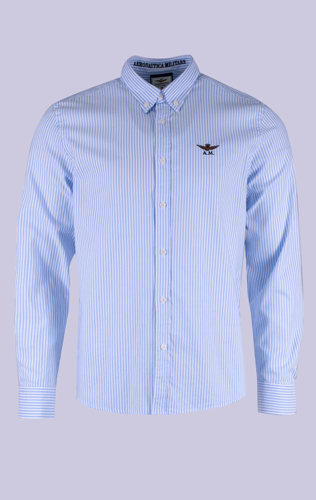 Рубашка AERONAUTICA MILITARE FW 26/27/AL stripes white/light blue (CA 1320) 