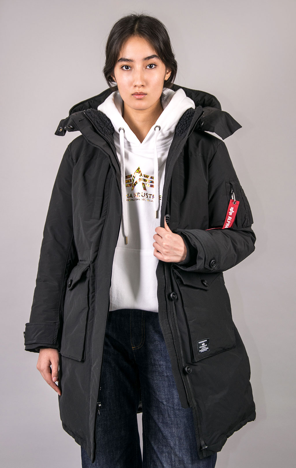 Женская парка ALPHA INDUSTRIES HYBRID PARKA W FW 23/24 m black 