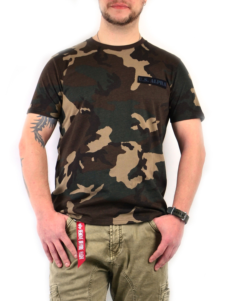 Футболка ALPHA INDUSTRIES ALS camo woodland 65 