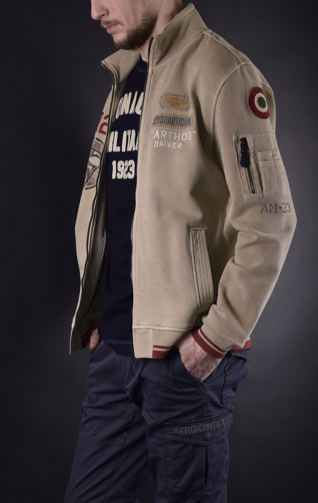 Толстовка AERONAUTICA MILITARE SS19 tortora (FE 1373) 