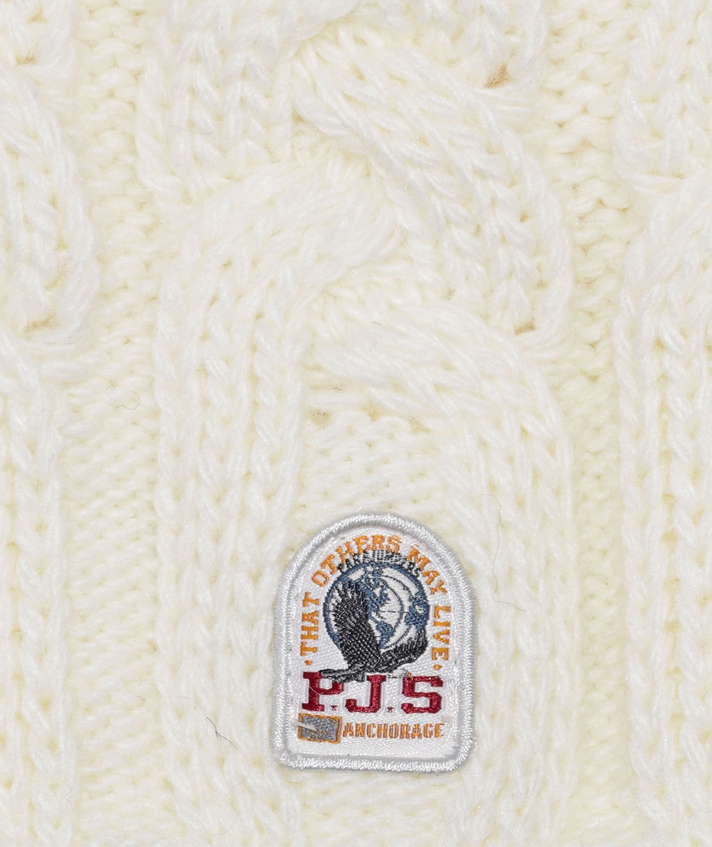 Женская шапка вязаная с помпоном PARAJUMPERS CABLE HAT FW 19/20 off white 