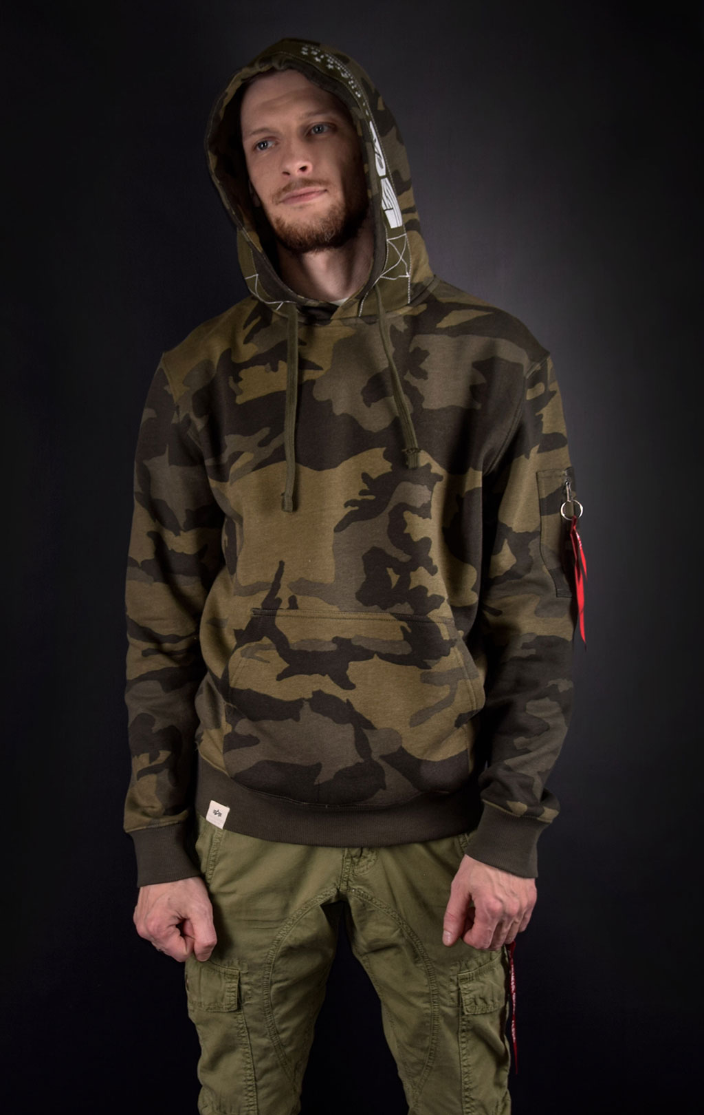 Толстовка ALPHA INDUSTRIES PRINTED TAPE HOODY olive camo 