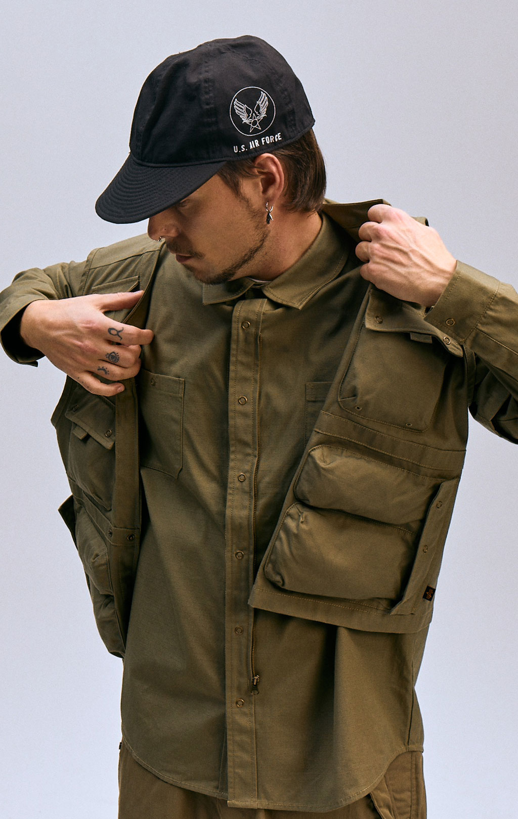Ветровка трансформер ALPHA INDUSTRIES C-1 MOD SHIRT JACKET SS 24 m OG-107 green 