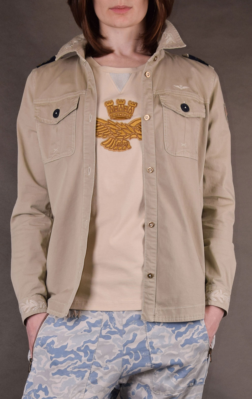 Женская ветровка лёгкая AERONAUTICA MILITARE SS19 beige (AB 1757) 