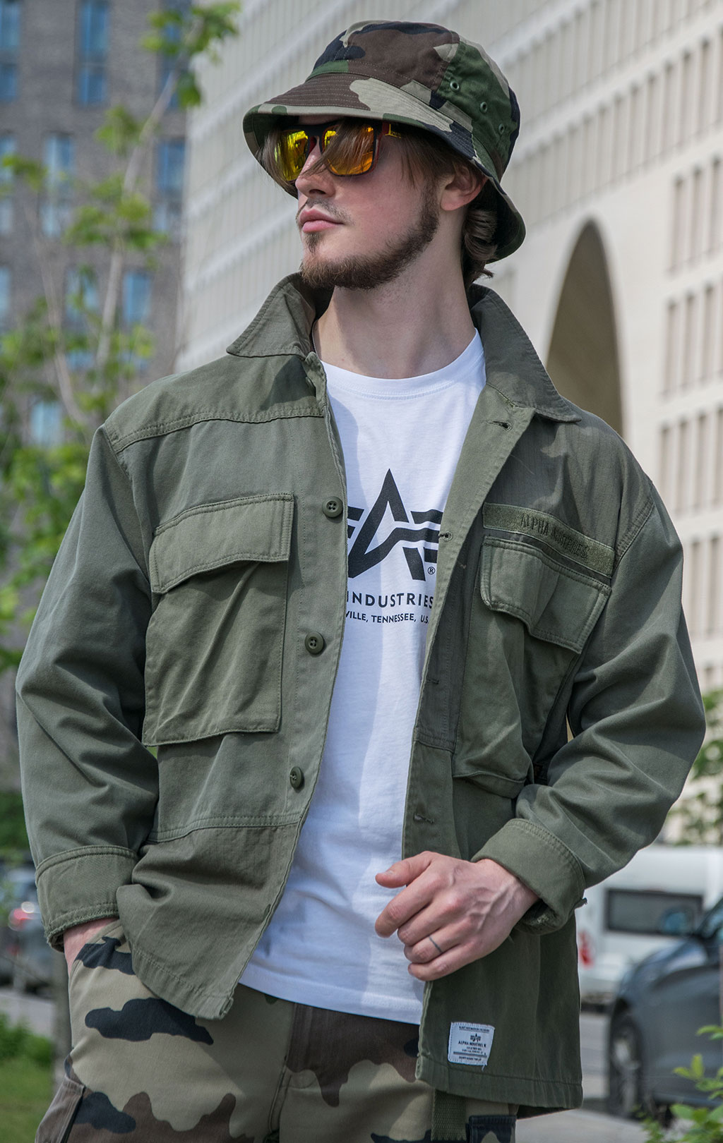 Ветровка ALPHA INDUSTRIES MIXED MEDIA SHIRT JACKET SS 23 m OG-107 green 