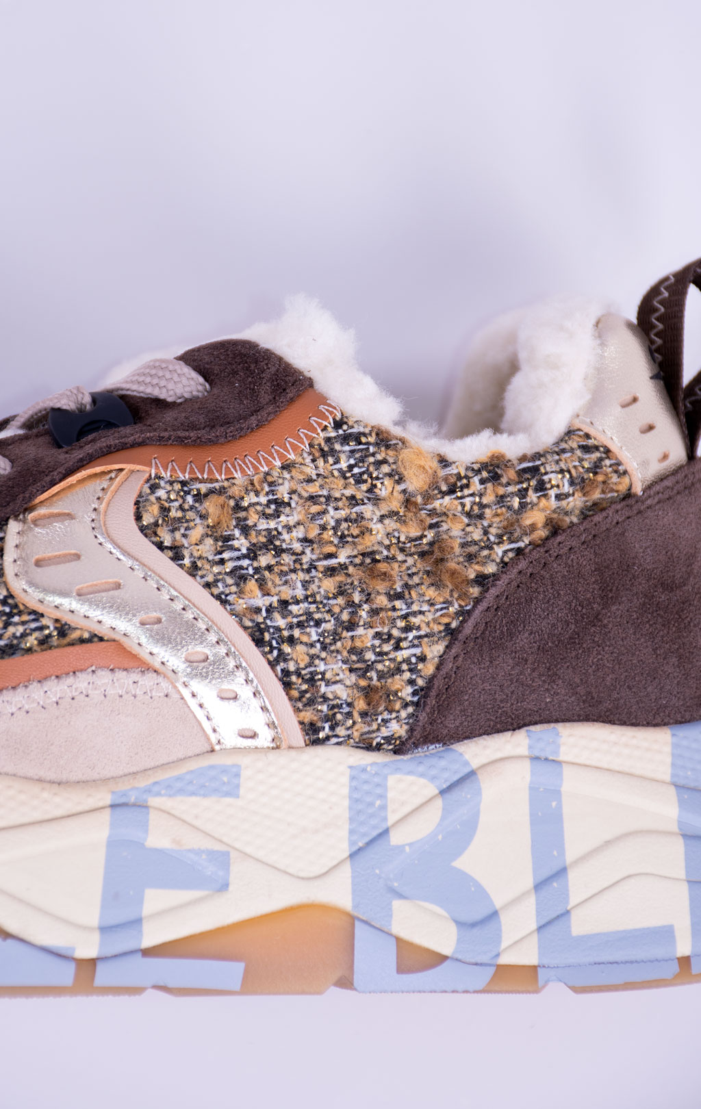 Женские кроссовки VOILE BLANCHE CLUB105 FUR мех FW 26/27 light beige/dark brown 2019460 