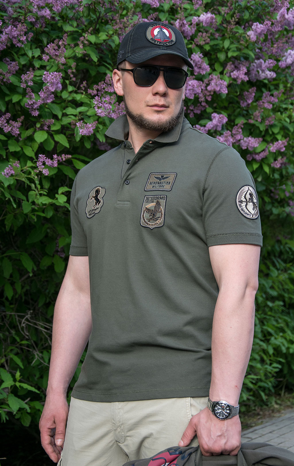 Футболка-поло AERONAUTICA MILITARE SS 21/TR verde scuro (PO 1538) 