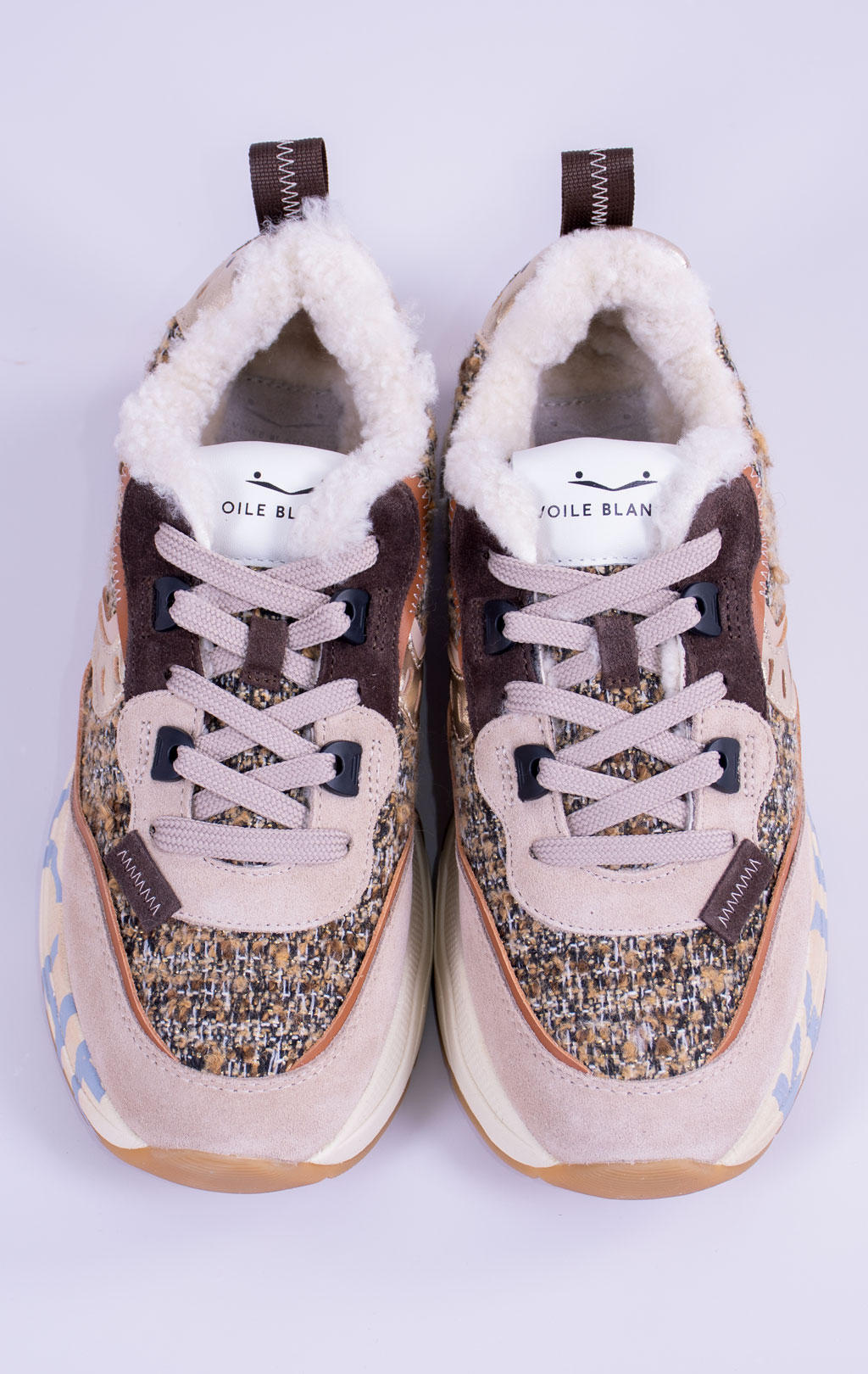 Женские кроссовки VOILE BLANCHE CLUB105 FUR мех FW 26/27 light beige/dark brown 2019460 