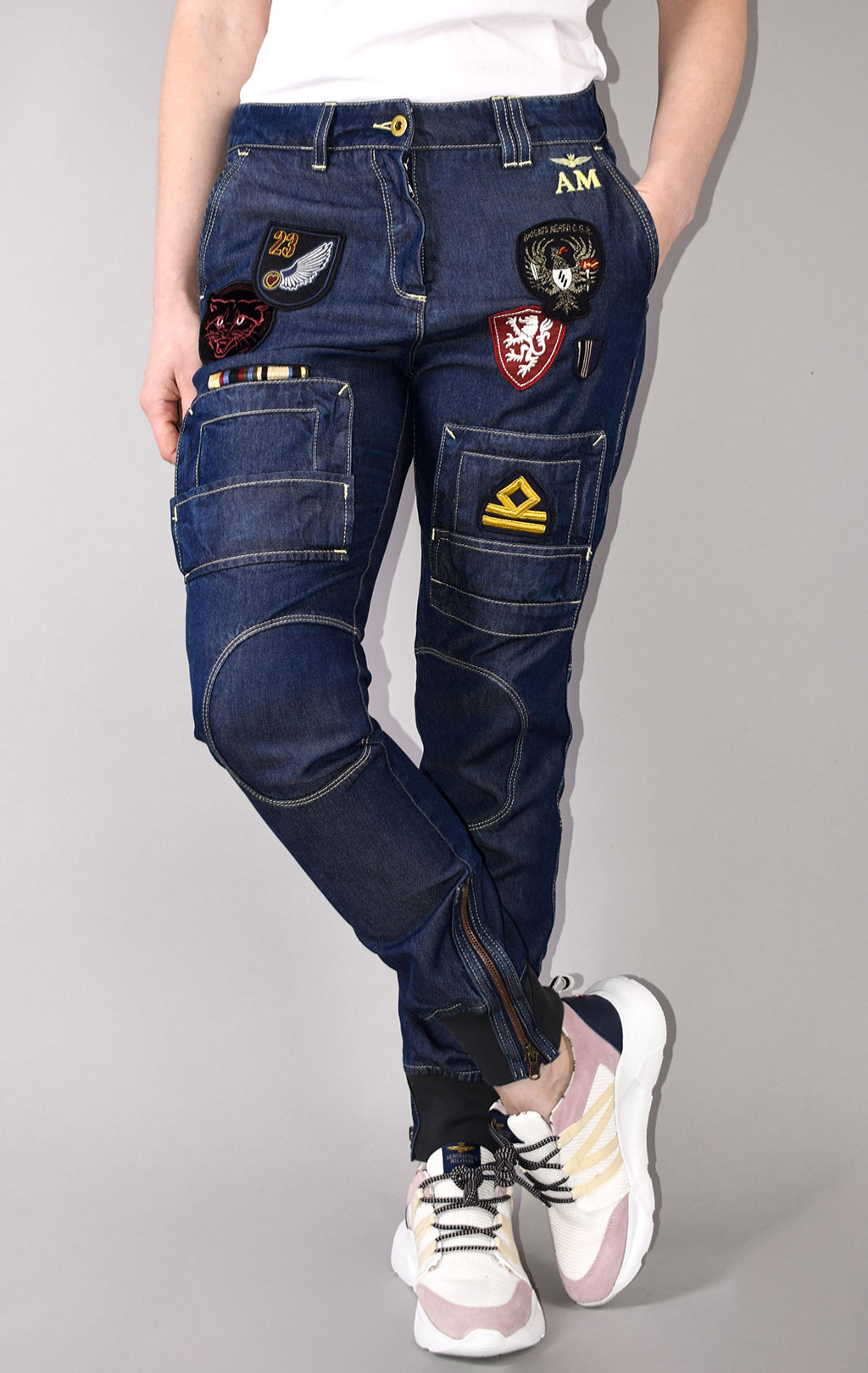 Женские брюки-карго AERONAUTICA MILITARE SS 21/AL jeans medio (PA 1447) 