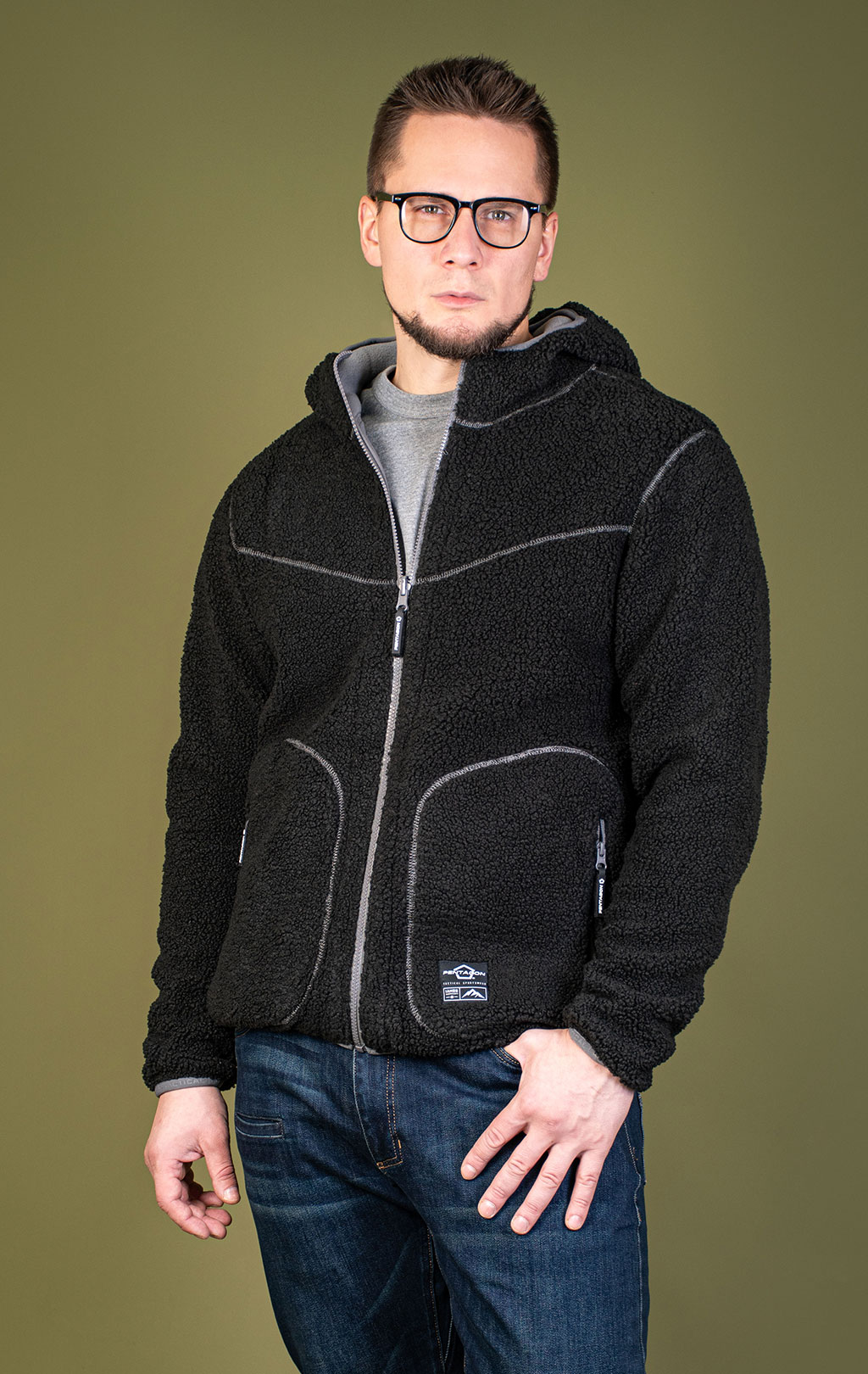 Куртка с капюшоном Pentagon SHERPA IANOS 2 in 1 флис black/grey wolf 09057 